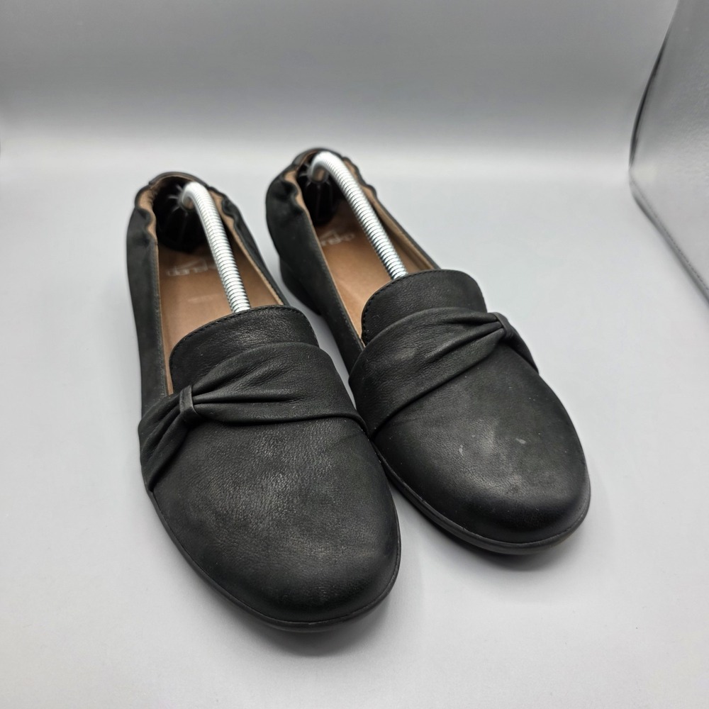 Dansko Karen Loafers Womens 39 Black Leather Comfort Slip On Shoes Stretch
